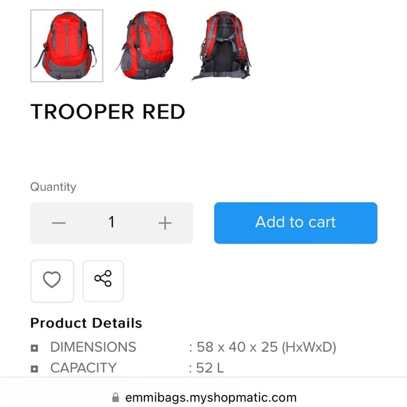 Like new 52L Red Lightweight Durable Hiking Backpack Bag - Picture 3 of 3